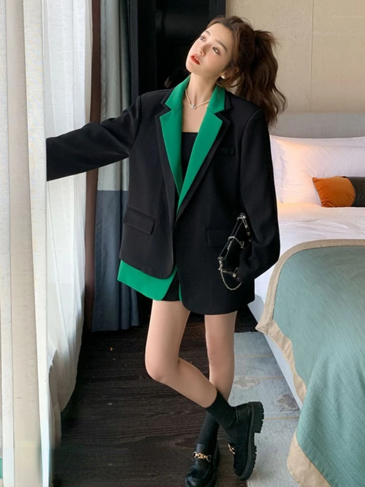 High-end Luxury Black Blazer Women Long Sleeve Jacket Office Ladies Loose Korean Fashion Jacket Women's Clothing