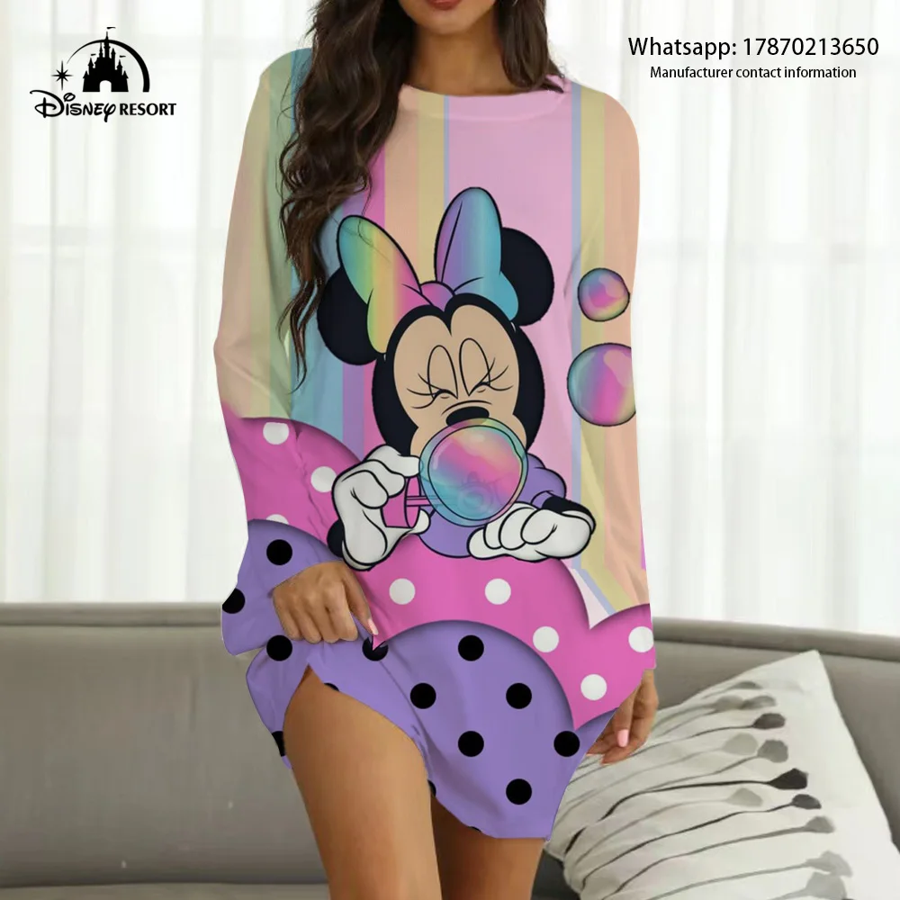 Женское Повседневное платье с длинным рукавом и круглым вырезом