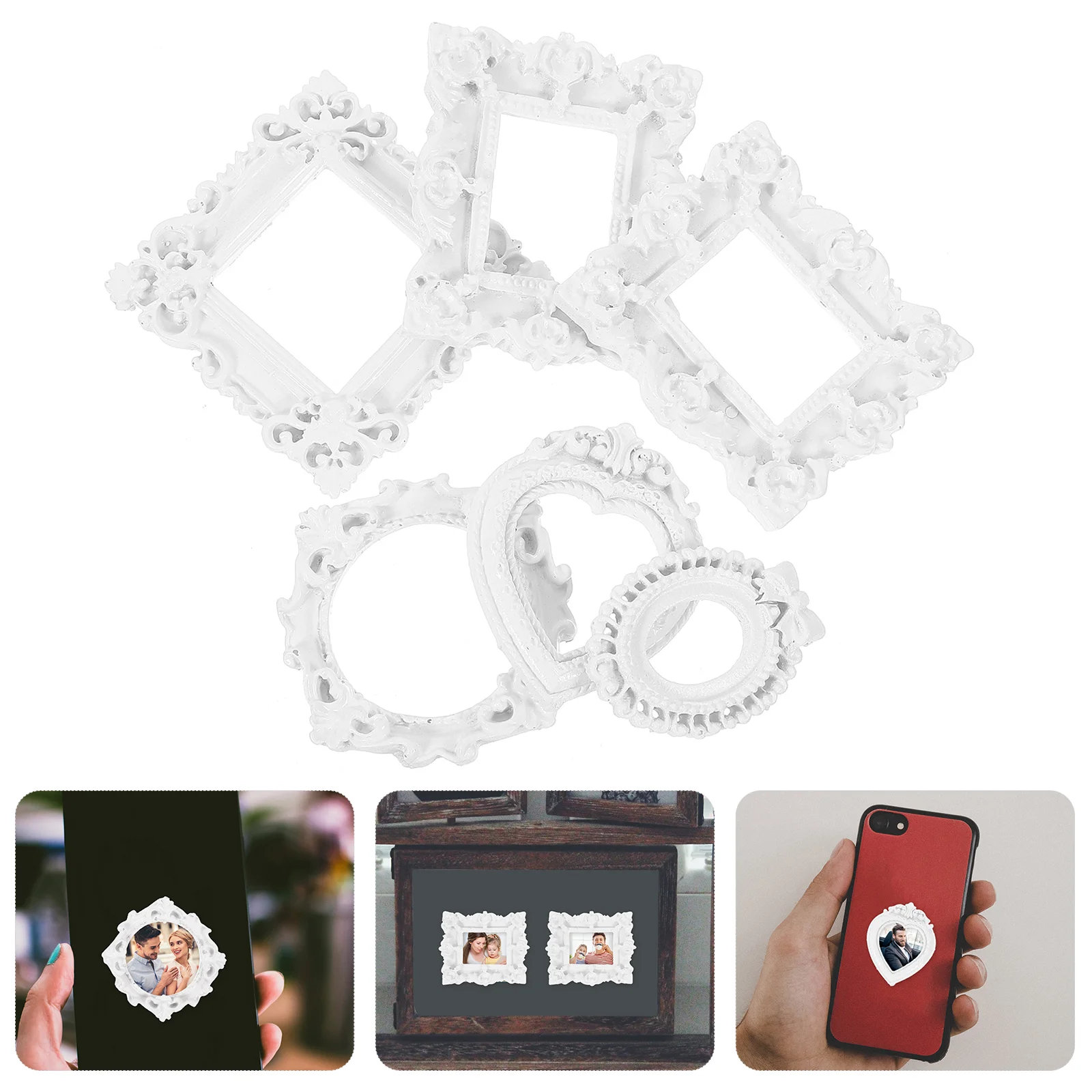 

25 Pcs Small Photo Frame Tiny Picture Mini Frames Bulk Round Vintage Jewelry Display Resin Ornament