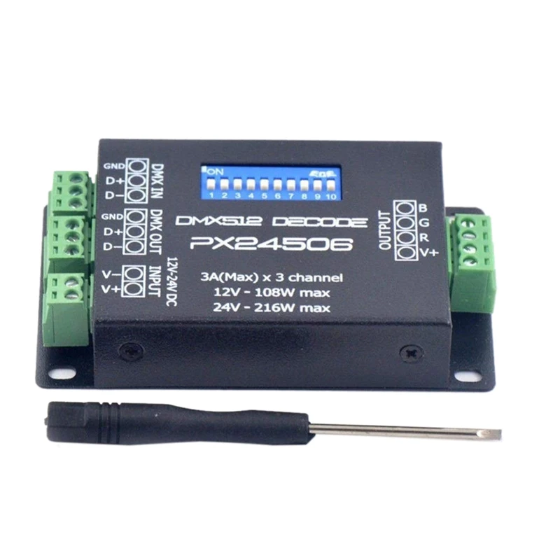 

12 В постоянного тока 24 В PX24506 DMX 512 контроллер усилителя декодера для RGB светодиодной ленсветильник