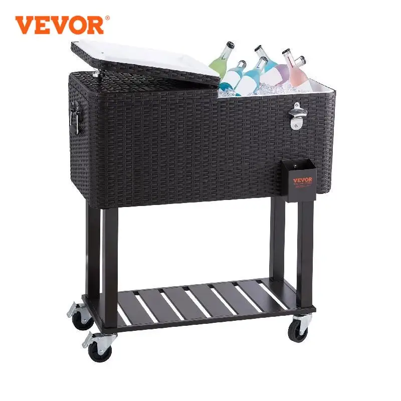 Cart Portable Bar Drink Cooler Beverage Bar Stand Up Cooler 