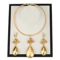 dubai jewelry set girls fashion drop shape necklace and earrings 2 piece jewelry set nigerian popular styles