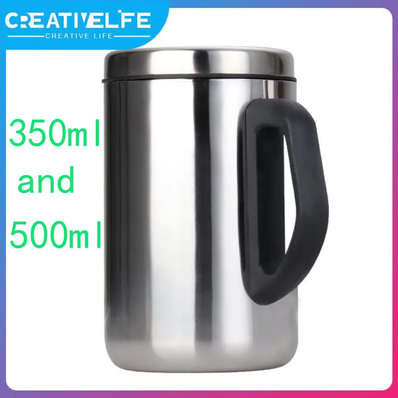 

Stainless Steel Coffee Cup Business Style Thermos Mugs Portable Water Drinking Cup with Anti-scald Handle Double Wall Insulated