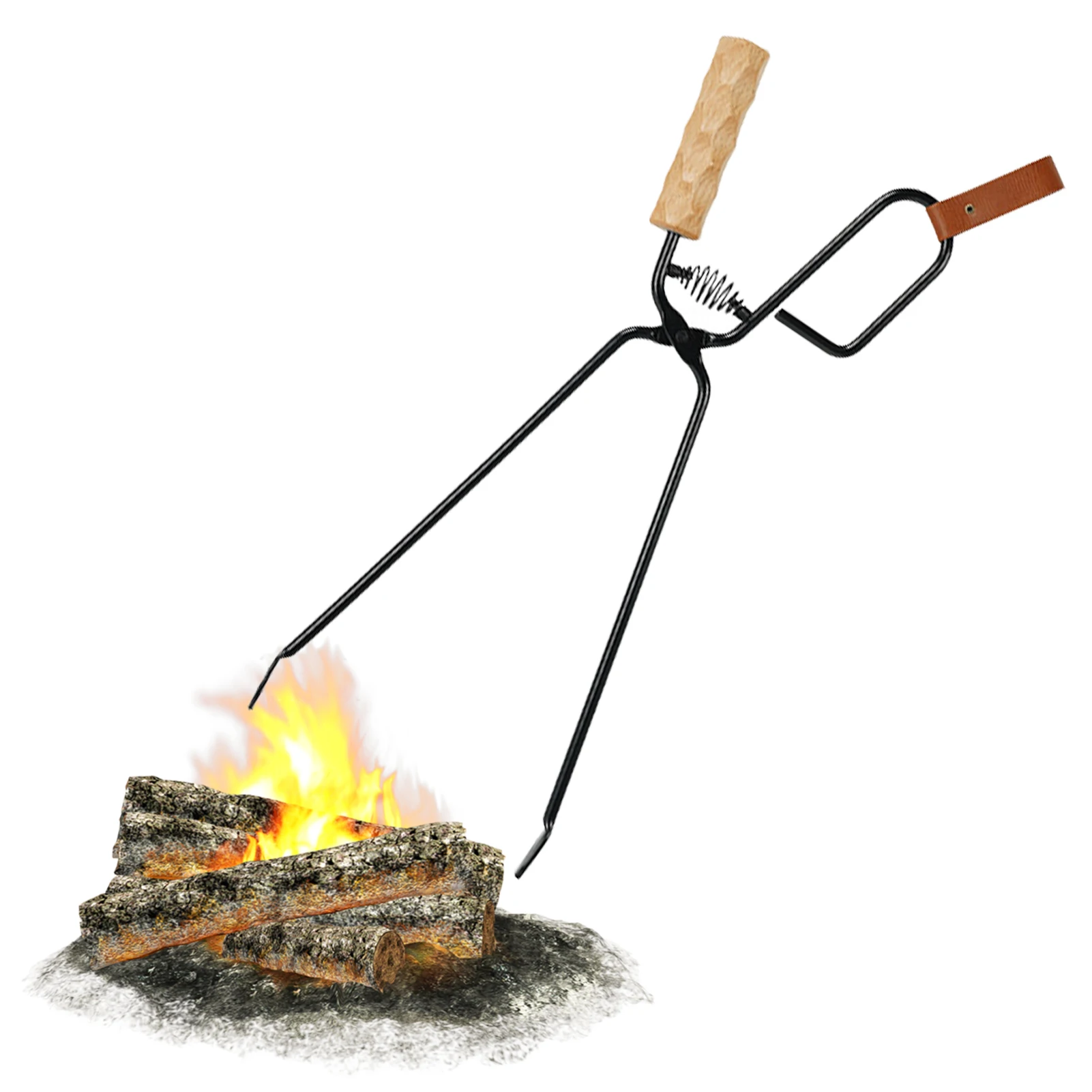 

Log Grabber Heavy Duty Cast Iron Fireplace Tongs Indoor Outdoor Fire Pit Tongs Log Grabber Campfire Poker Logs Tweezers Fire Pit