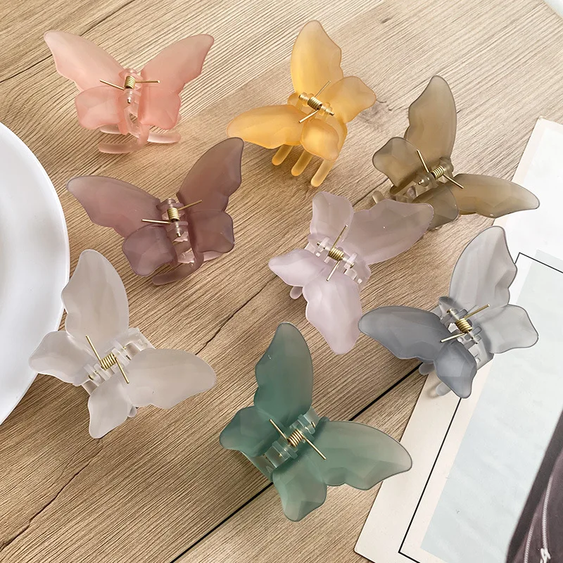 

Fashion Butterfly Hair Clip Women Girls Matte Hair Clips Claw Crab Barrette Solid Sweet Simple Hair Clamps Hair Accessories