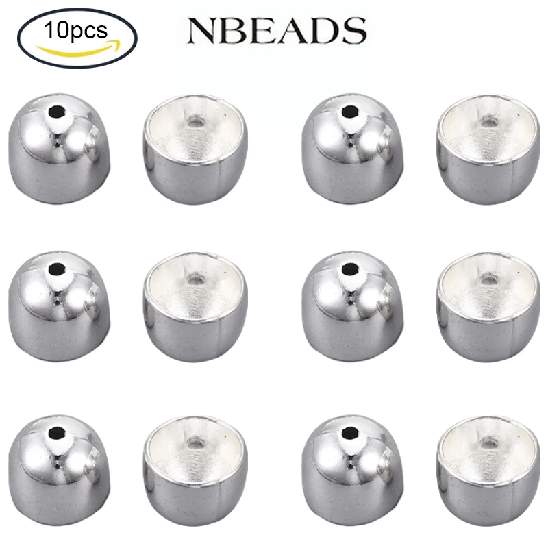 

10PC Tibetan Style Dome Alloy Bead Caps Apetalous Cadmium Free & Nickel Free & Lead Free Silver Color Plated 13x15.5x15.5mm