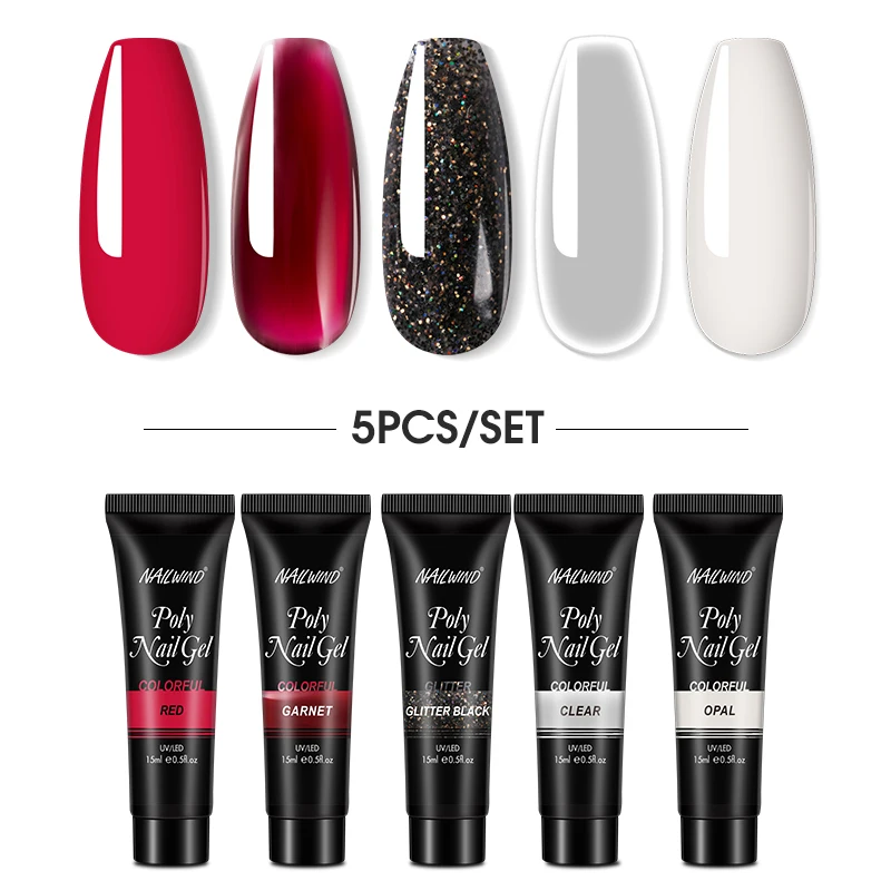 

NAILWIND Poly Nail Gel Set 5PCS/SET For Nails Extension Gel Polish Semi Permanent Vernish Need Base Top Coat Gel Nail Polish Kit