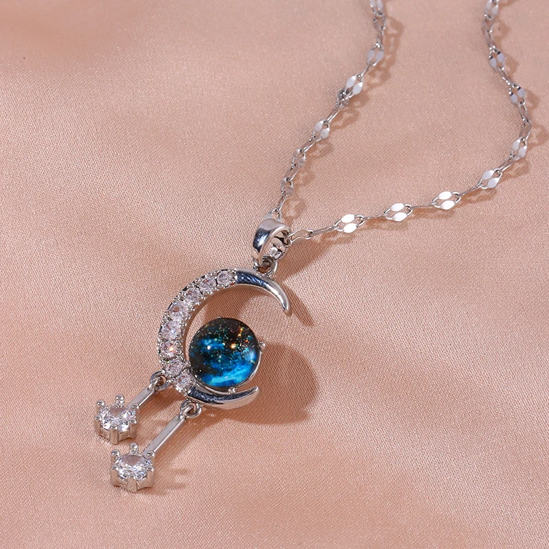 Ожерелье с подвеской в стиле Y2K луной и кисточкой