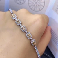 meibapj yellow moissanite diamond bracelet 925 sterling silver yellow stone bangle for women fine wedding jewelry