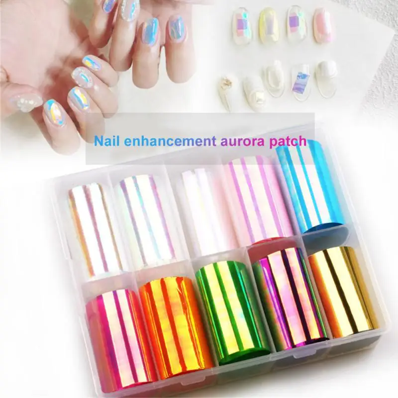 

Diy Nails Aurora Sticker Paper Glitter Shiny Gel Nail Polish Decor Nail Art Sticker Decals Nail Charms Nail Accessories Manicure