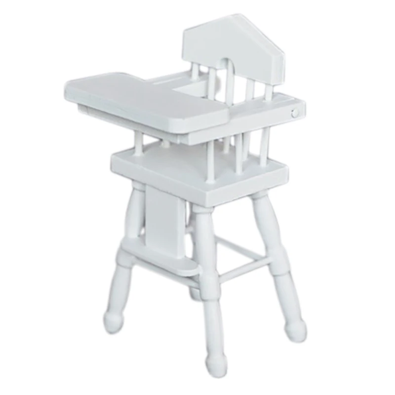 

1:12 Doll House Decoration Infant Dining Chair, White Modern Cute Dollhouse Furniture Miniature Wooden Chair Model