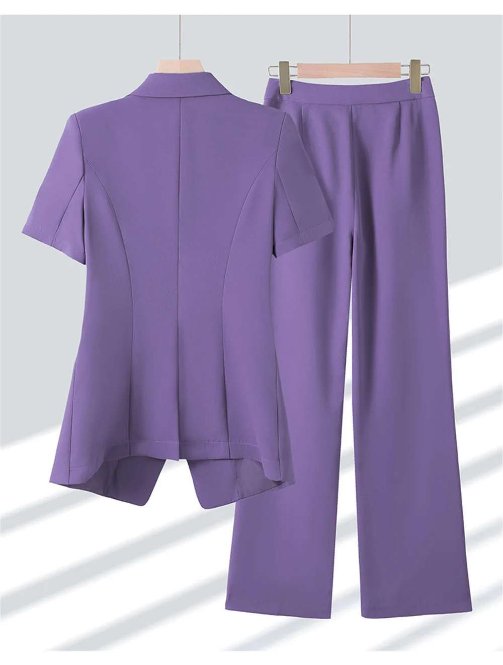 Fashion Women Two Pieces Set 2023 Summer Short Sleeve Jackets Coat + Pants Office Ladies Business Work Wear Formal Pant Sets