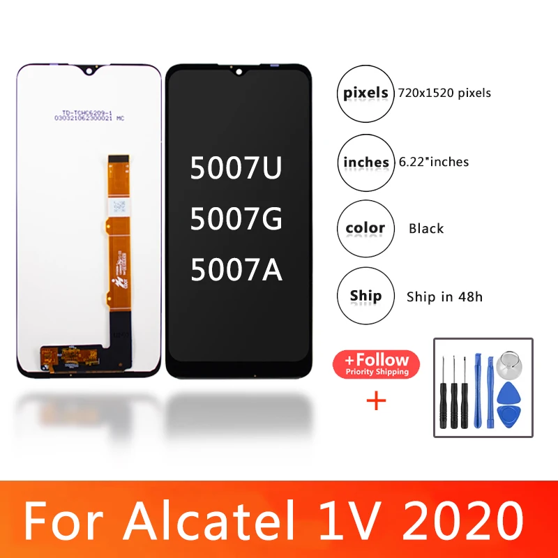 6 22 mobile phones lcds display for alcatel 1v 2020 ot5007 5007u 5007g 5007a lcd with touch screen digitizer assembly replace free global shipping