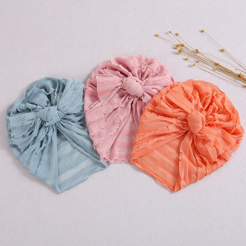 

Ruffled 7-Color Children's Elastic Bonnet Solid Color Breathable Baby Turban Newborns Hat Summer Kids Headdress Accessories