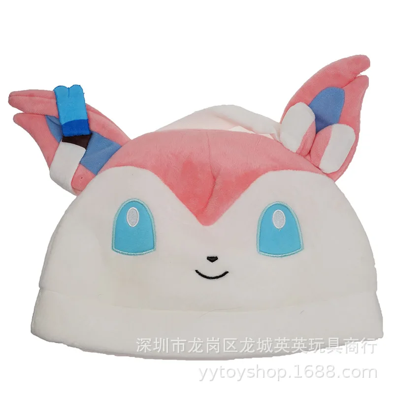 

One Size Pokemon Cute Plush Toys Warm Hat Eevee Series Stuffed Doll Boys and Girls Winter Decorative Hat Cosplay Kids Gifts