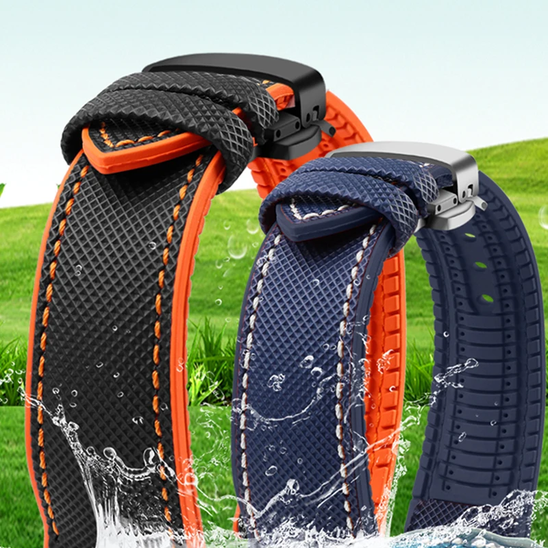 20mm 22mm 24mm Nylon Canvas Watch Strap for Omega Watch Band Waterproof Breathable Rubber Wrist Band Bracelet Watch Accessories