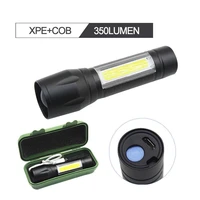 aluminum mini cob zoomable flashlight usb rechargeable work light torch outdoor emergency inspection lamp
