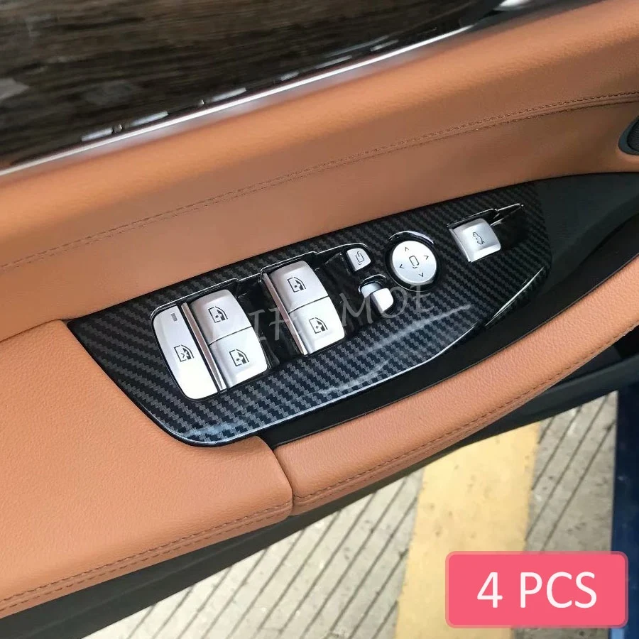 ل BMW X4 G02 X3 G01 2018 2019 2020 2021 LHD الداخلية نافذة الباب التبديل غطاء لوحة الزخارف ألياف الكربون
