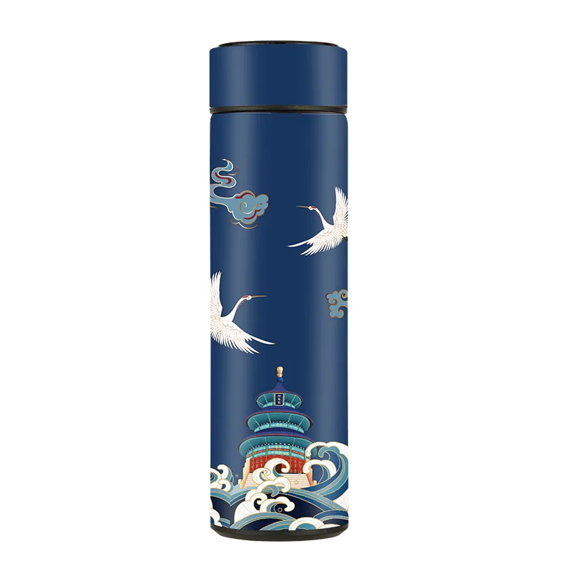 

Creative Chinese Feng Shui Cup Retro Straight Cup Made Loog Gift Cup Stainless Steel National Tide Smart Thermos Cup