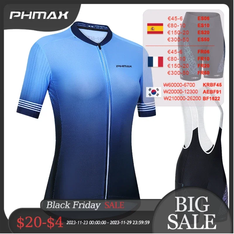 

PHMAX Women Cycling Clothes Breathable Mountain Bike Clothing Sweat-Absorption Racing Road Cycling Jersey Sets Ropa Ciclismo