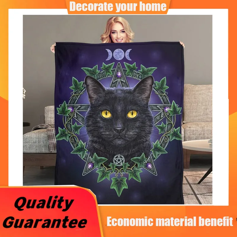 

Детское одеяло ZZXHG, черное Фланелевое Флисовое одеяло с котом гадания для мальчиков и девочек, мягкое флисовое покрывало