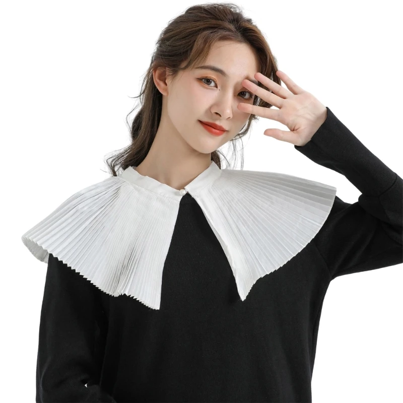 

Fashion Women False Collar Elegant Pleats False Collar Shawl Delicate Collarless Hoodie Sweater Clothing Accessories