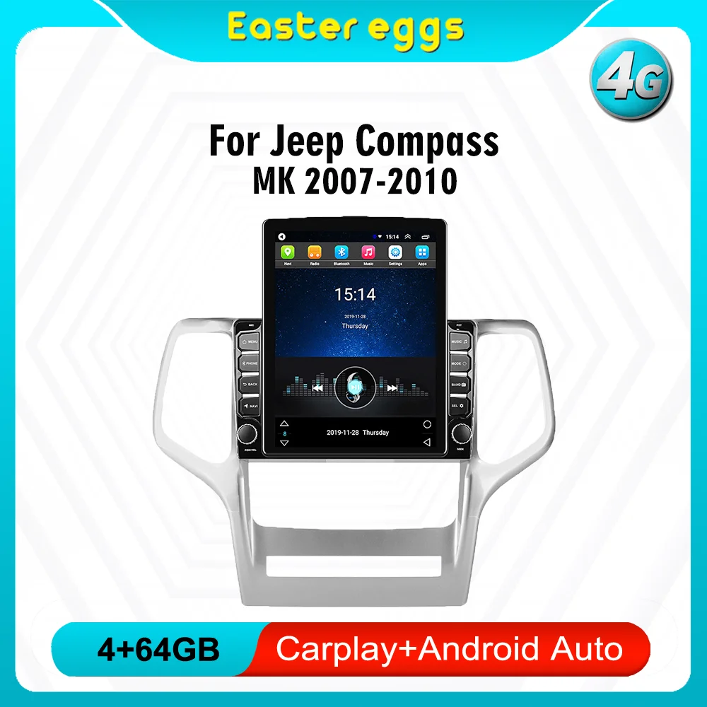 

4G Carplay Android Autoradio For Jeep Grand Cherok 2008-2013 9.7" Tesla Screen Multimedia Player GPS Navigator Stereo Head Unit