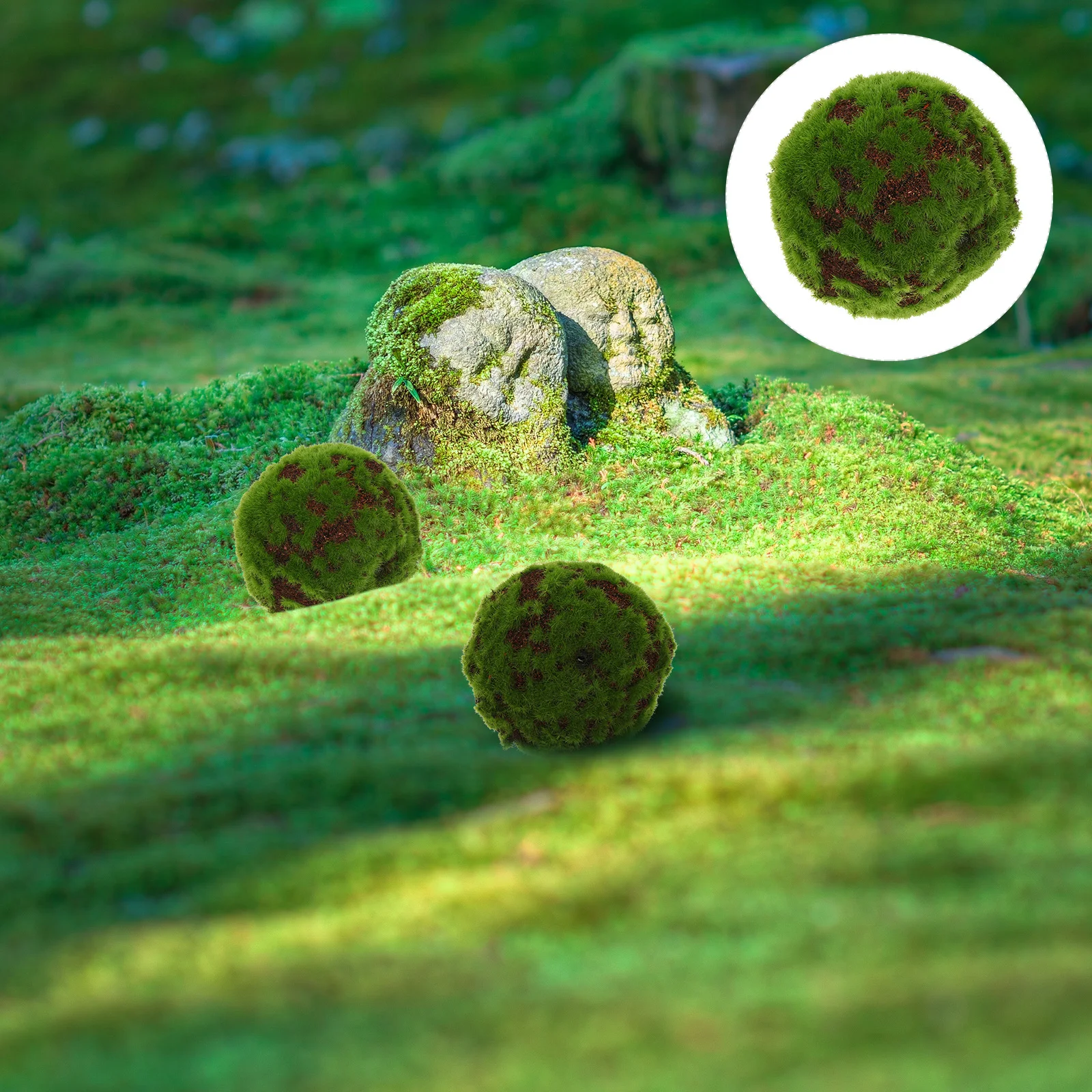 Имитация шарика из мха каменная модель мохный реквизит микропейзаж сад ремесло