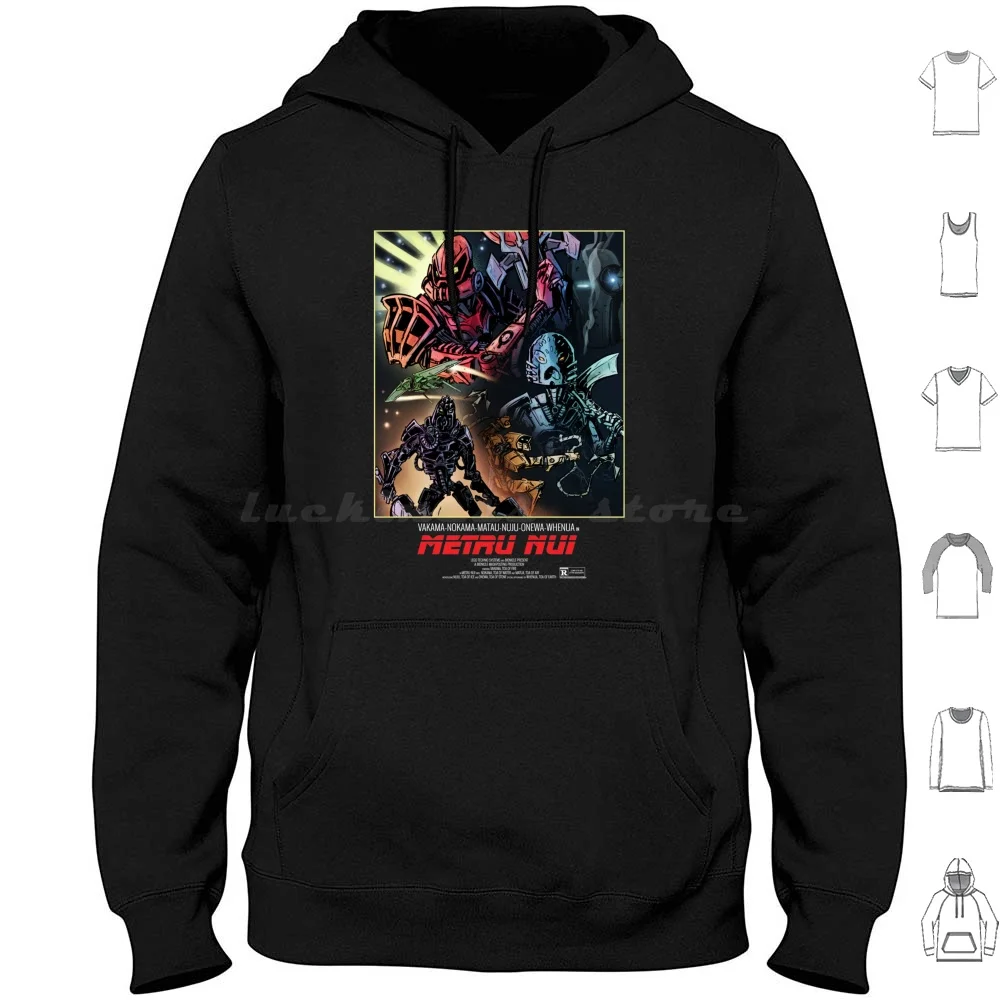 M E T R U. Толстовка с капюшоном из хлопка длинным рукавом Bionicle Toa Mata Nui Kopaka Lewa Robot Tahu