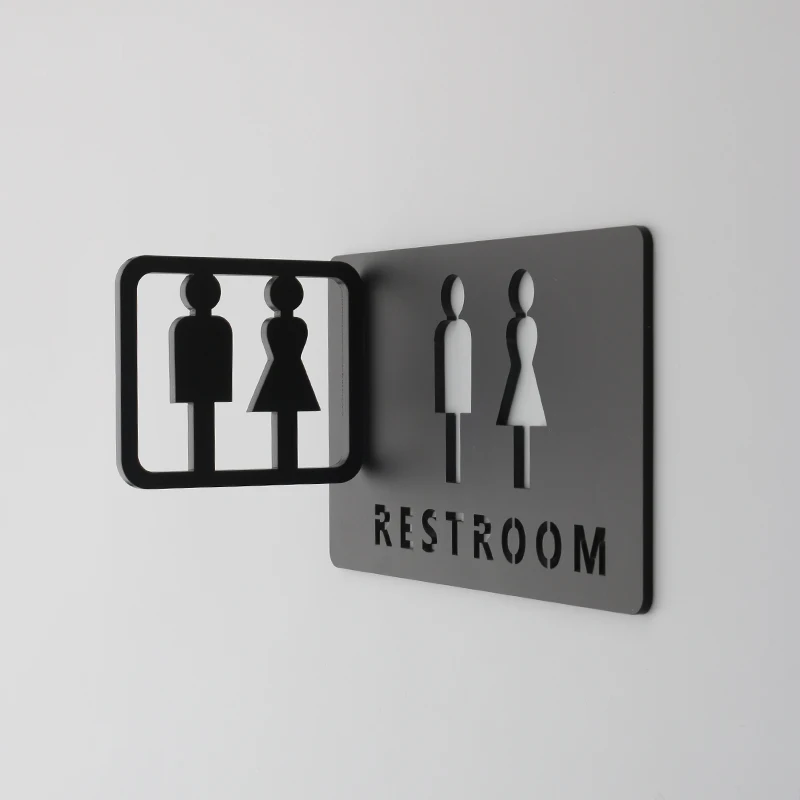 

Toilet Signs Shopping Mall Office Buildings Door Plates Reminder Indicator Plaque Orientation Sign Wc Signage 3D Side Mount