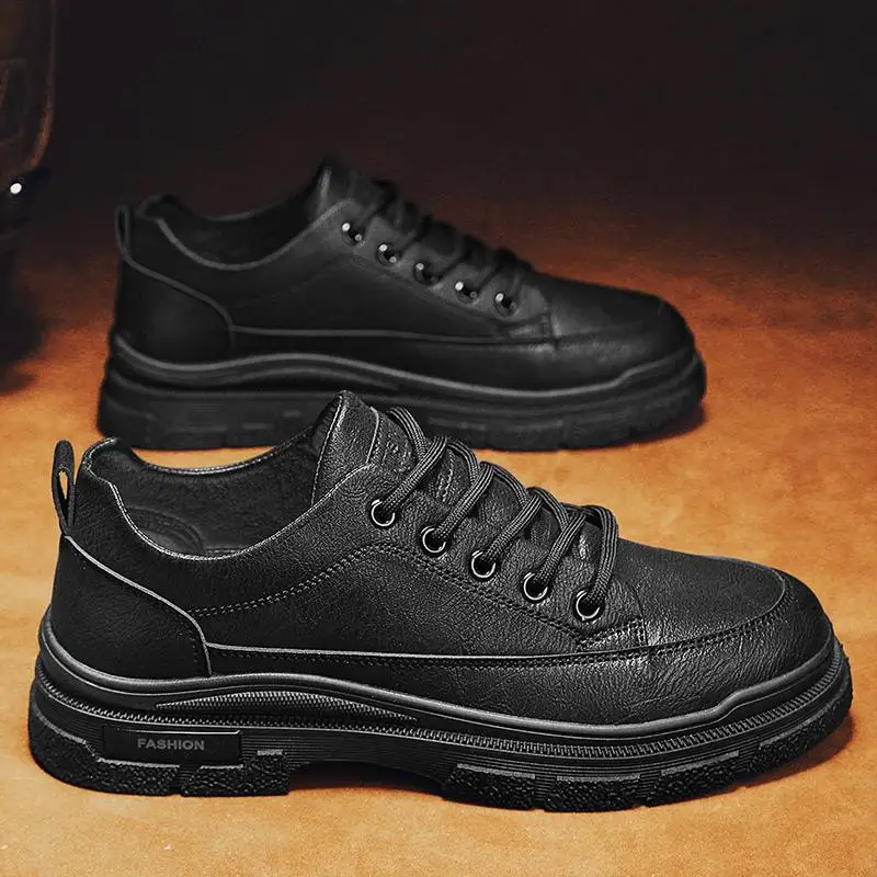 

Men's Shoes Autumn Black Casual Sneakers Sports Black Kitchen Chef Leather Shoes Work Fashion Shoes
