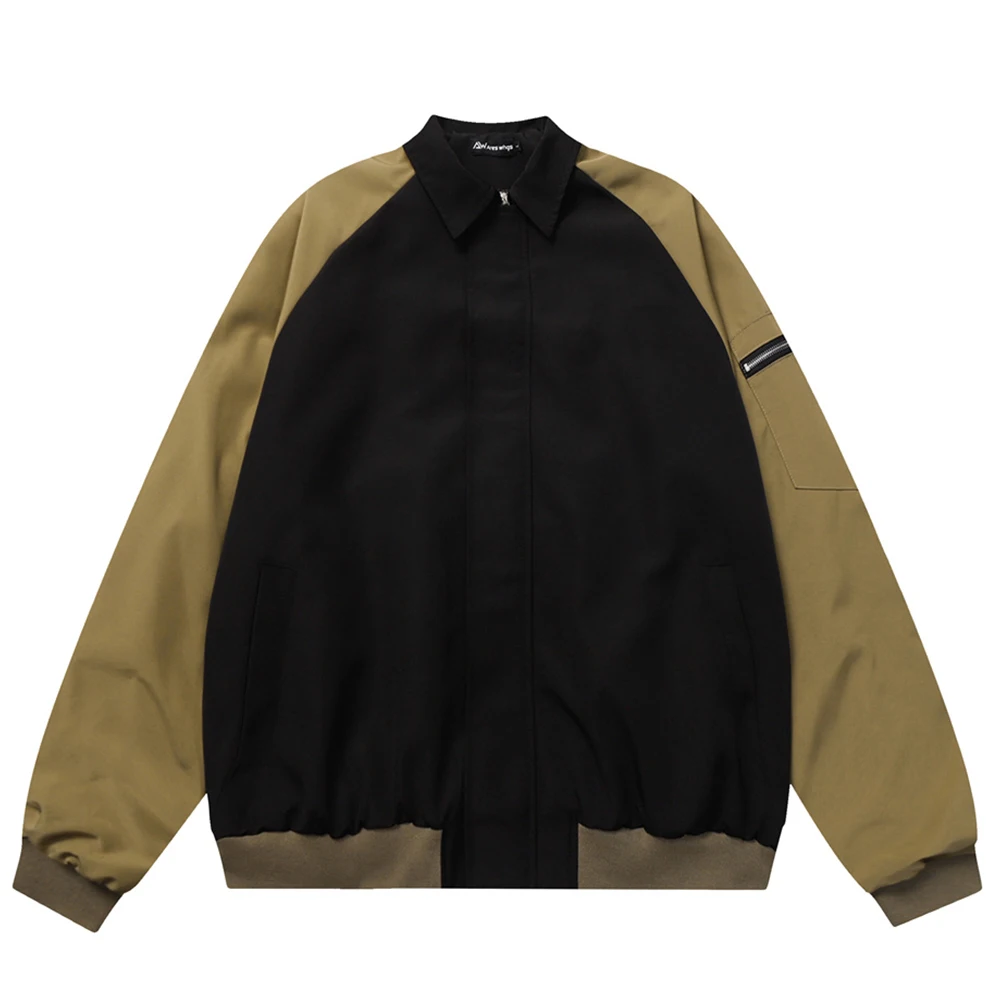 

Мужская куртка с плиссированным рукавом и отложным воротником, с открытыми плечами, на молнии, с карманами, куртки для мужчин, цвет черный, серый, осень 2023, Новое поступление