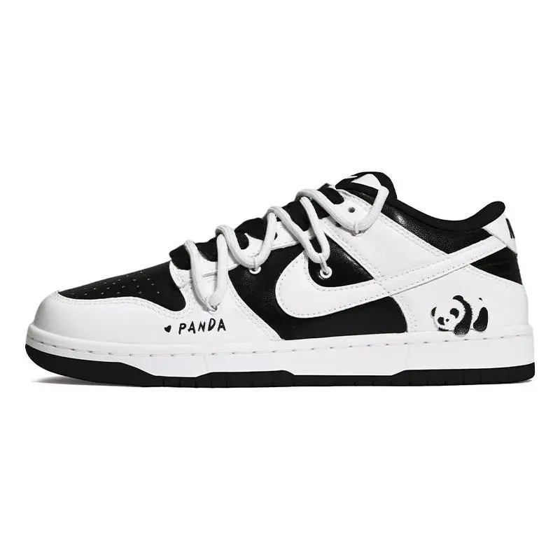 【Настроить】Nike Dunk Обувь для скейтбординга Мужские низкие черные/белые кроссовки