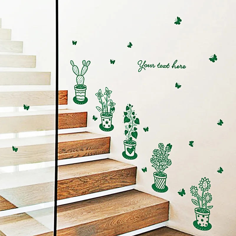 

Potted Plants Wall Stickers for Office Window Door Home Living Room Decor Vinyl Wall Decals Removable Art Murals Wallpapers