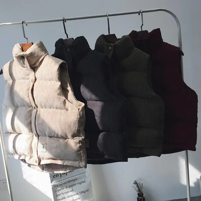 Men's Thickened Vest Jacket Autumn Winter Casual Waistcoat Korean Version Couple Corduroy Cotton Vest Warm Sleeveless Jacket