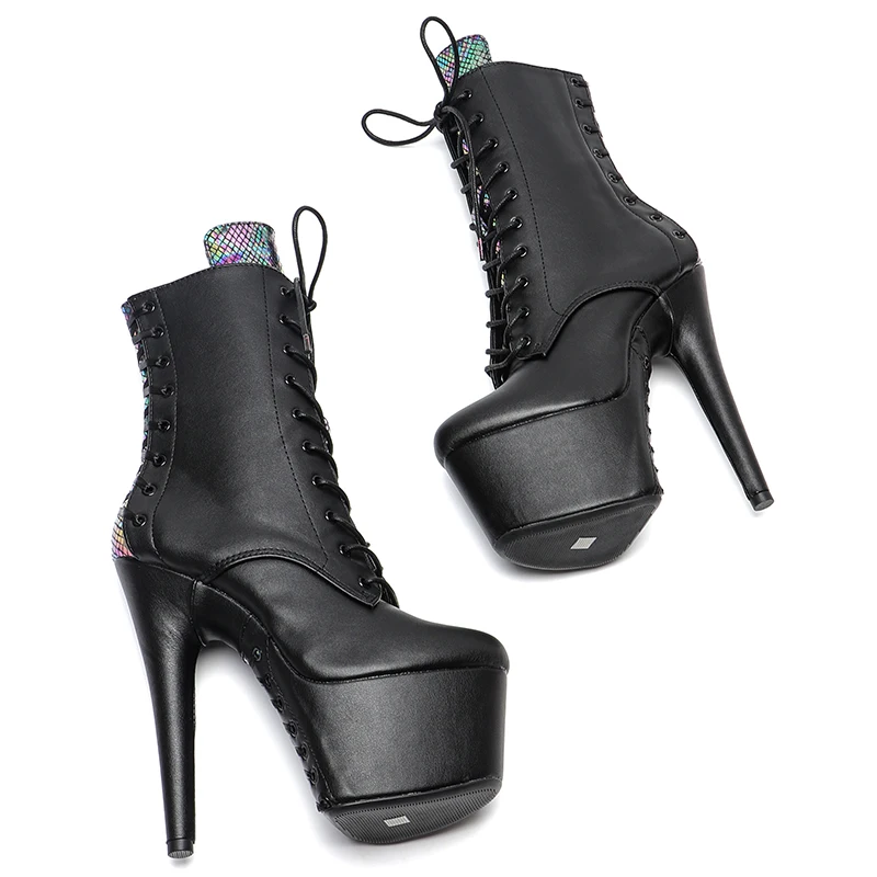 Leecabe  17CM/7inches color matching Pole dancing shoes High Heel platform Boots Ankle Boots Sexy Fetish Stripper Shoes 3B
