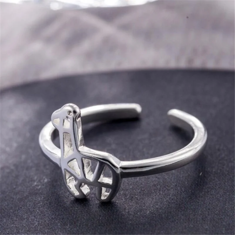 

New Hot 925 Sterling Silver Ring Creative Hollow Fawn Zebra Animal Open Rings For Women Lady Girls Fine Jewelry Gift R298