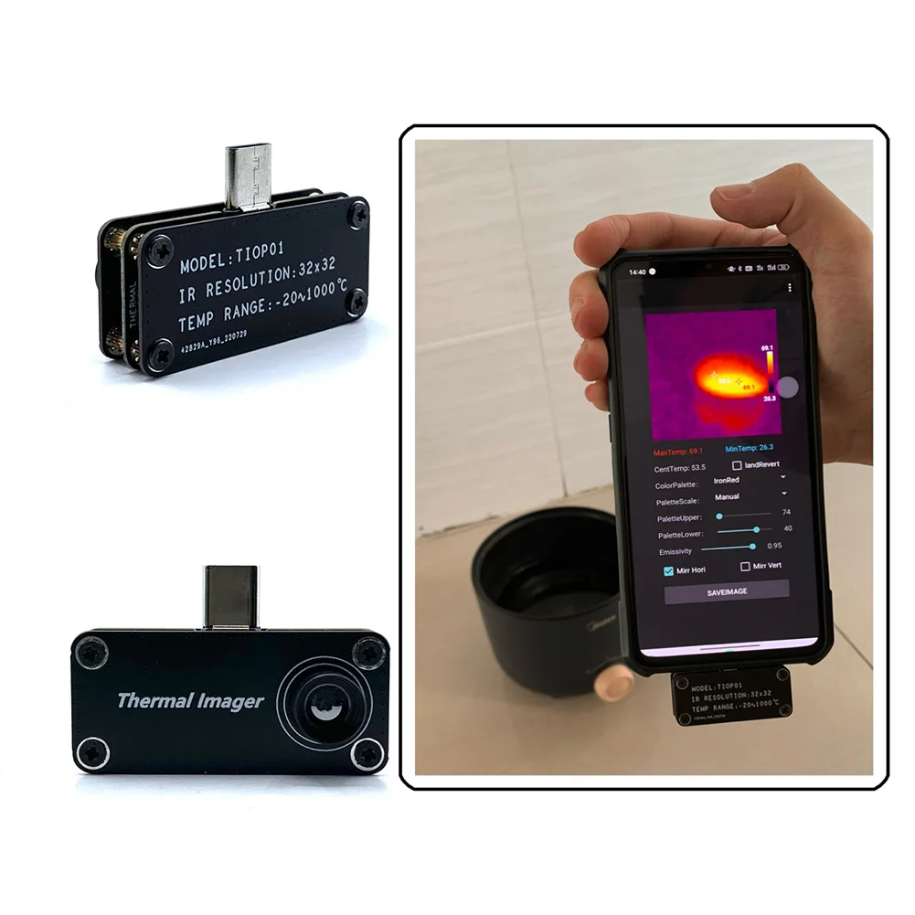 

Phone Infrared Camera Night Vision External IR Thermal Sensor 32x32Resolution Multiple Color Modes for Android Mobile Phone