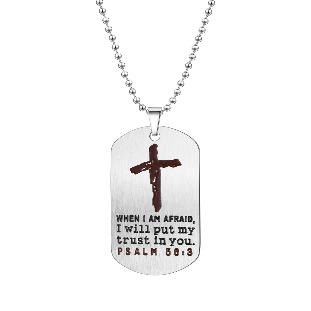 

2022 New Stainless Steel Necklace Christian Cross Deep Lettering Black Red Cross Nameplate Men's Women's Christianity Jewelry