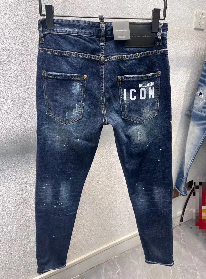 

ICON Pocket Dsquared2 Men'S Pants Streetwear Trousers Jeans Denim Biker High Quality Male Casual Designer Ripped Comfortable