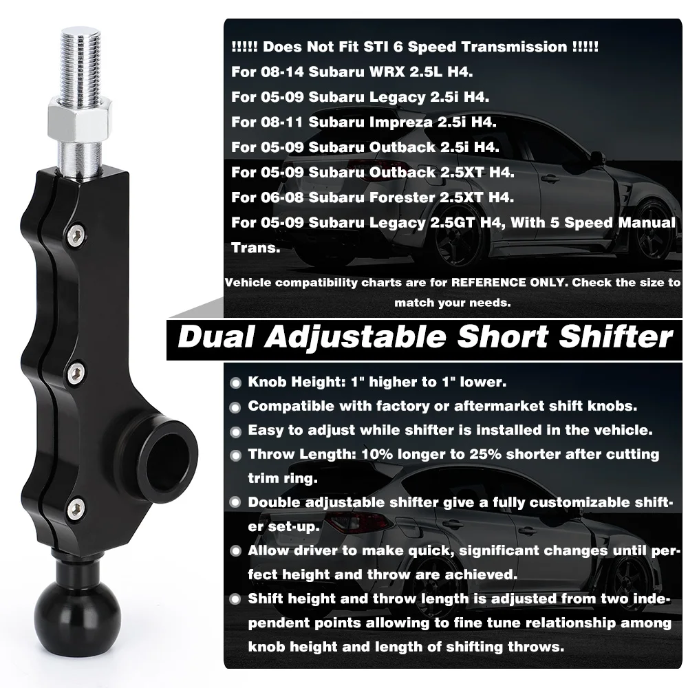 LIZHI-для Subaru WRX Legacy Outback Forester 2008-2014 гг. двойной регулируемый короткий рычаг