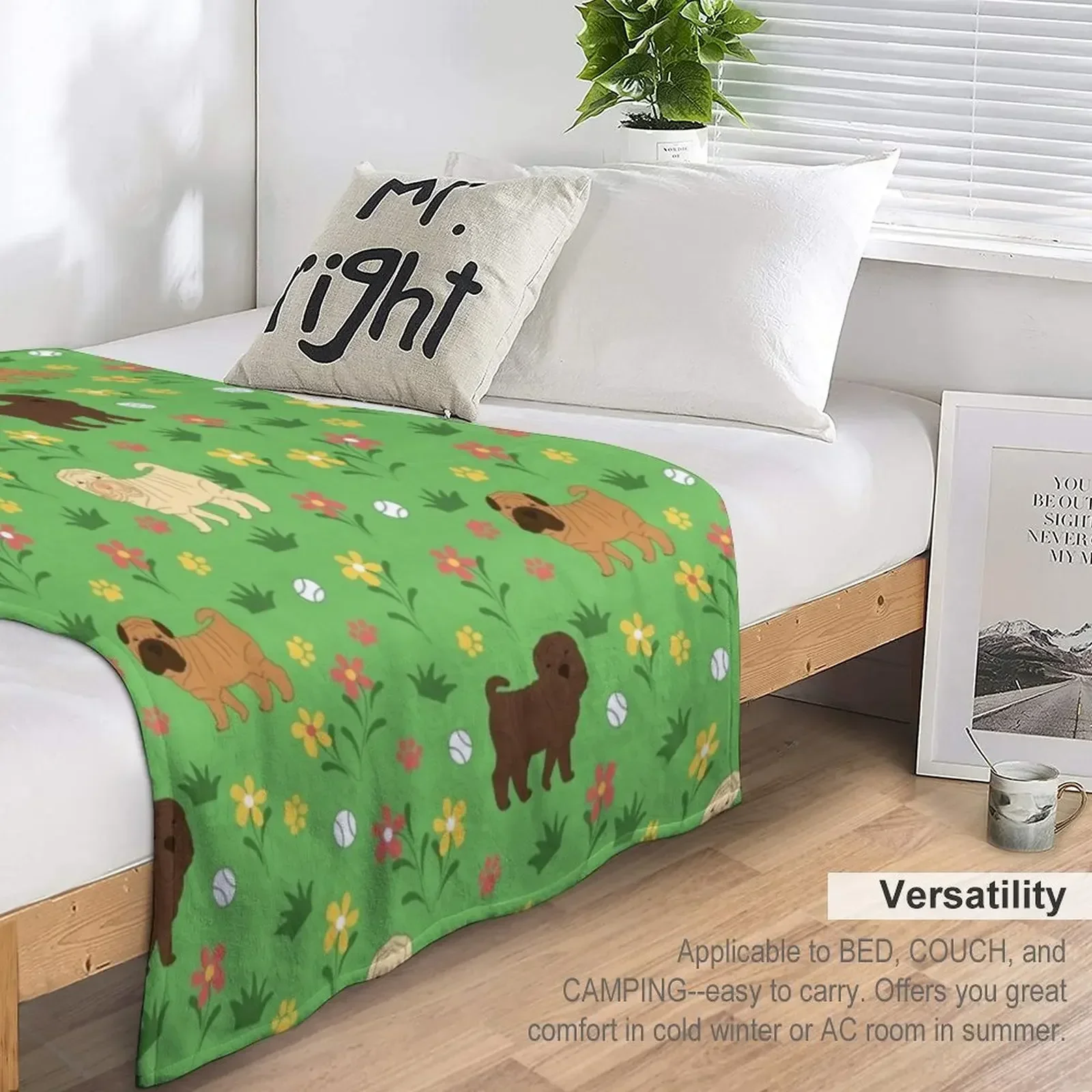 Одеяло Shar Pei и Flowers мягкий плюшевый плед для детской кровати модные одеяла