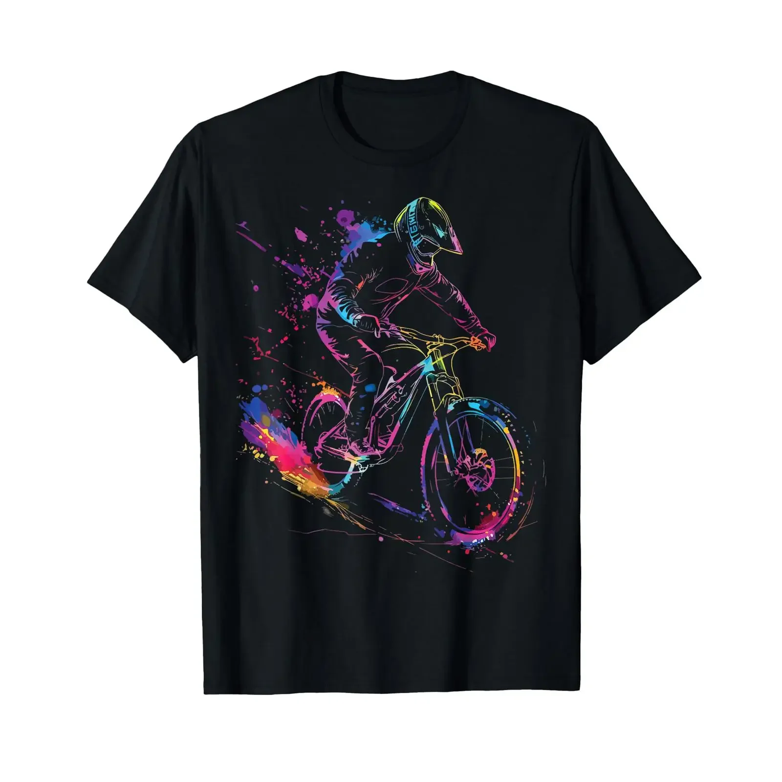 Фото Футболка Radfahrer Splash Art Fahrrad Mountainbiker Radler Mann Junge, винтажная, с эффектом потертости, повседневная, унисекс, мягкая, в стиле стритвир №1