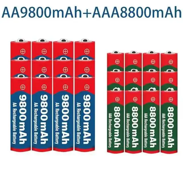 

2022 New 1.5V AA 9800 mAh+1.5V AAA 8800 mAh Alkaline1.5V Rechargeable Battery For Clock Toys Camera battery