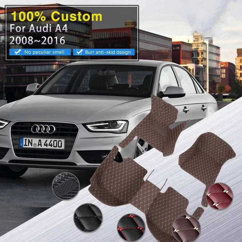 

Car Mats For Audi A4 B8 8K 2008~2016 Floor Carpet Rug Durable Pad Set Auto Interior Parts Luxury Leather Mat Car Accessories