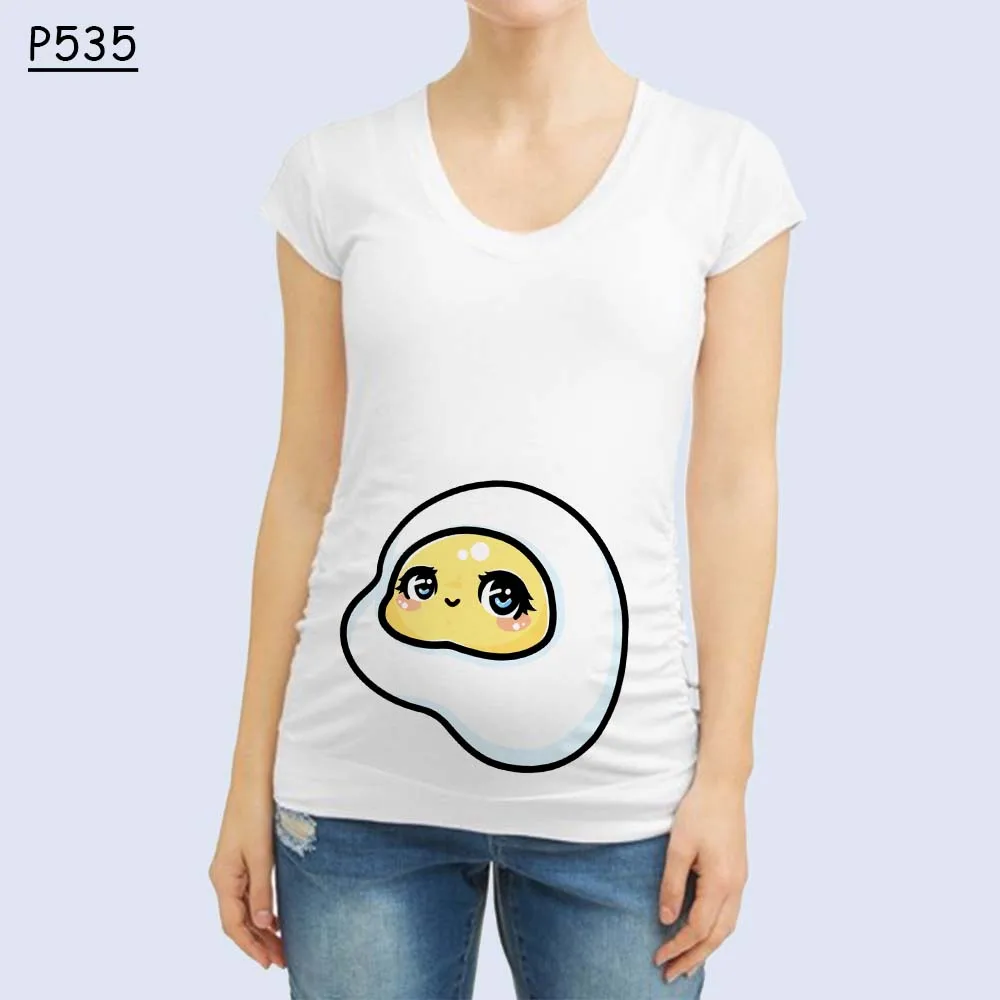 Простая мультяшная Одежда для беременных летняя белая одежда с коротким рукавом