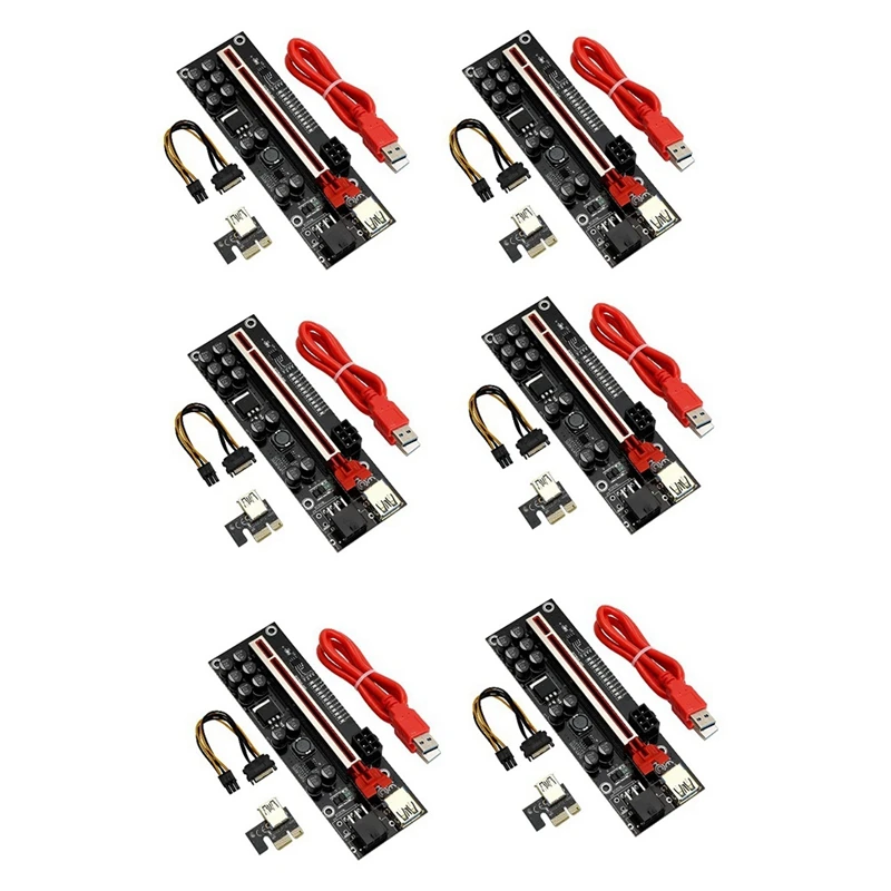 

6 Pcs PCIE Adapter Card VER011 PRO Graphics Card Extension Cable Set PCI-E 1X To 16X USB 3.0 Adapter Card For BTC Mining