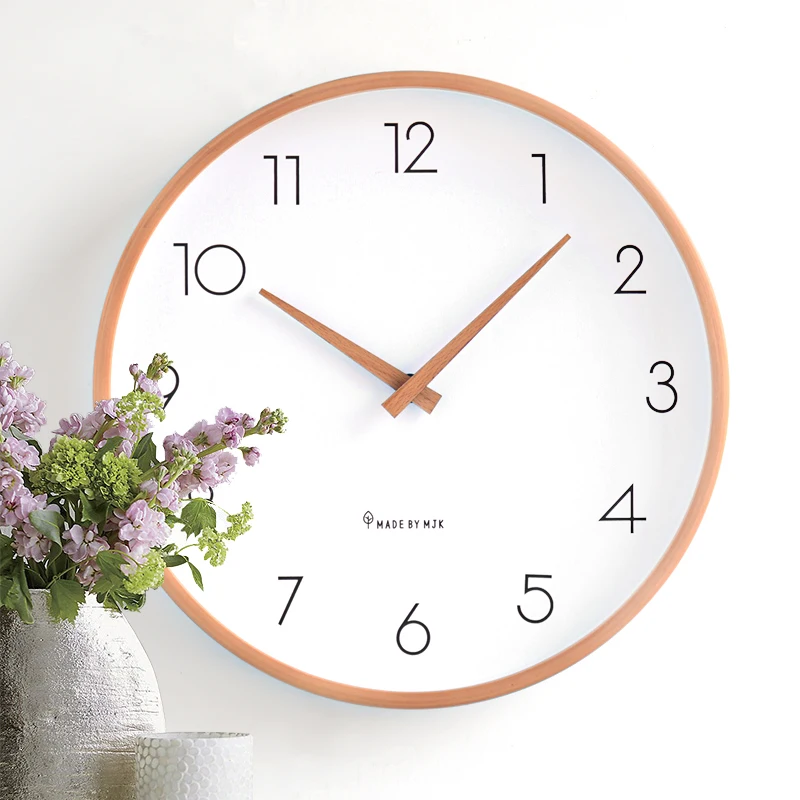 

Nordic Modern Wall Clock Wood White Creative Home Decor Solid Silent Wall Clocks Bedroom Watch Wall Decorations Living Room Gift