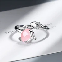jewelry high quality crystal zircon stamp silver new woman fashion agate fox ring size adjustable ring