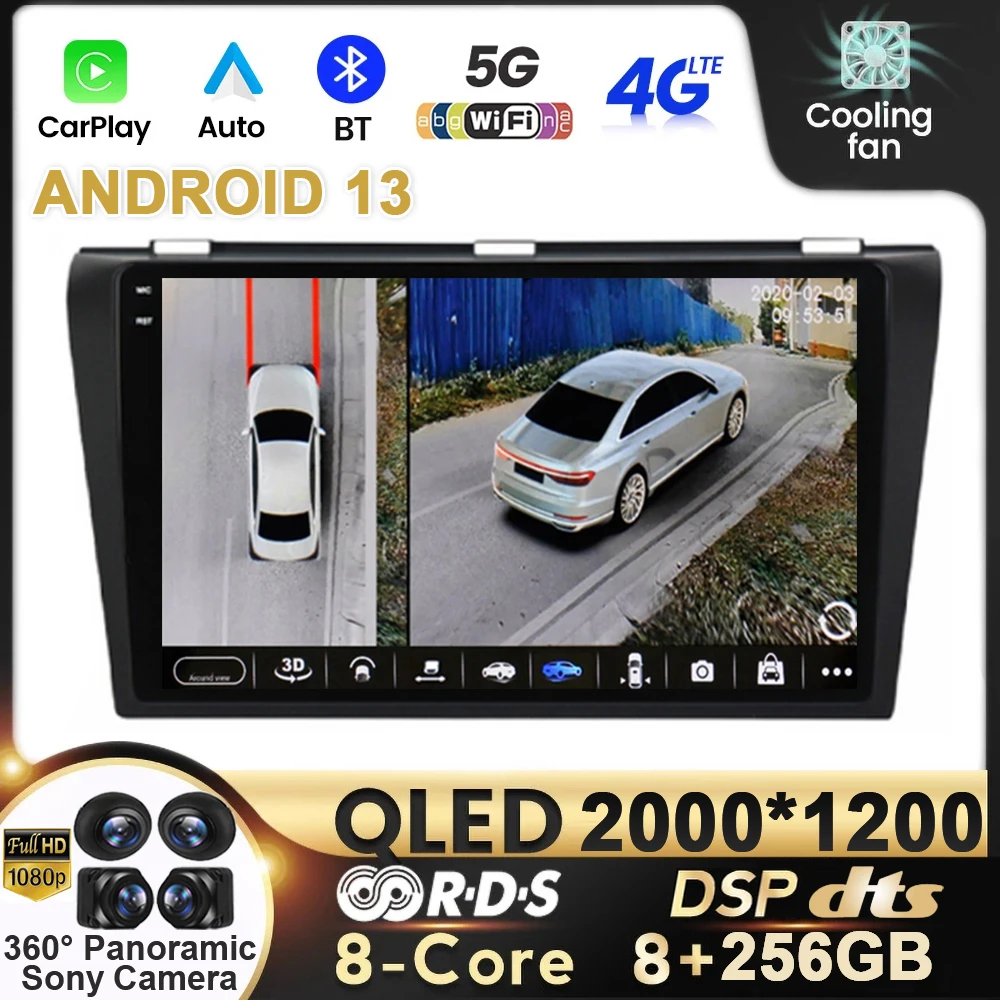 

Android 13 Car Radio Multimedia Player Auto Stereo Navigation GPS For Mazda 3 2004-2009 With 4G BOSE Carplay DSP 2din